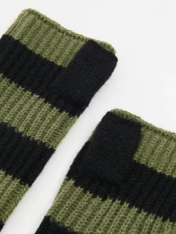 Discount Rękawiczki mitenki w oliwkowe paski Rękawiczki