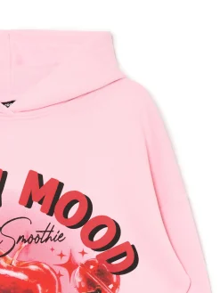 Discount Różowa bluza z kapturem i nadrukiem Bluzy