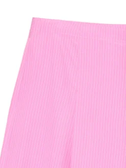 Best Różowe spodnie tailoring w paski Spodnie