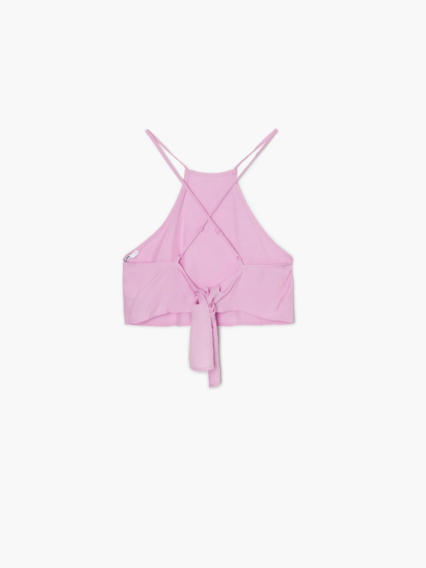 Best Różowy crop top z ozdobnym wiązaniem Koszule, Bluzki