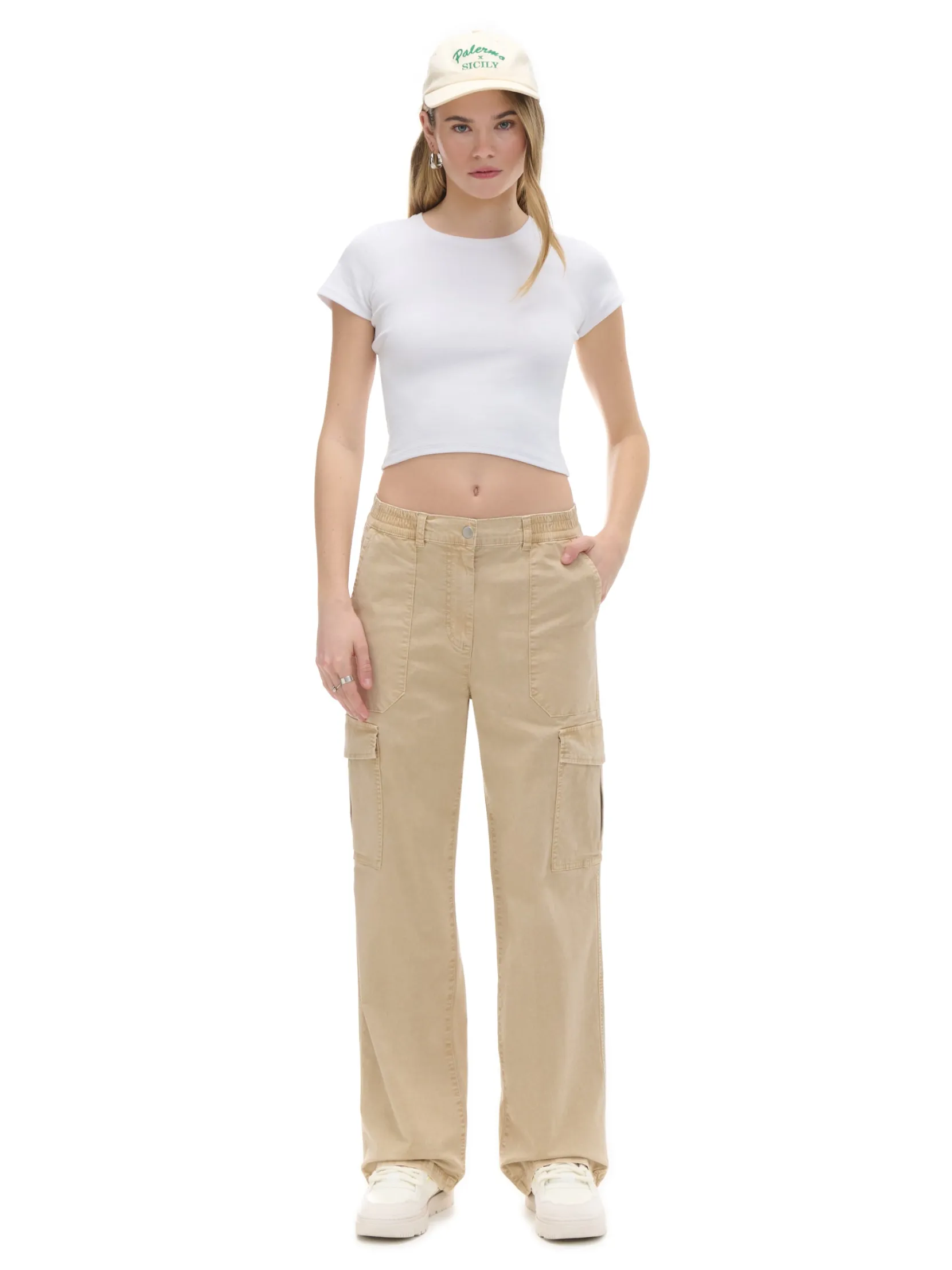 Sale Spodnie straight z kieszeniami cargo Spodnie