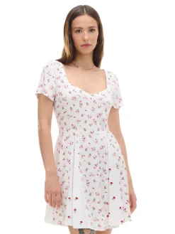 Clearance Sukienka mini z wiskozy w kwiaty Sukienki, Kombinezony