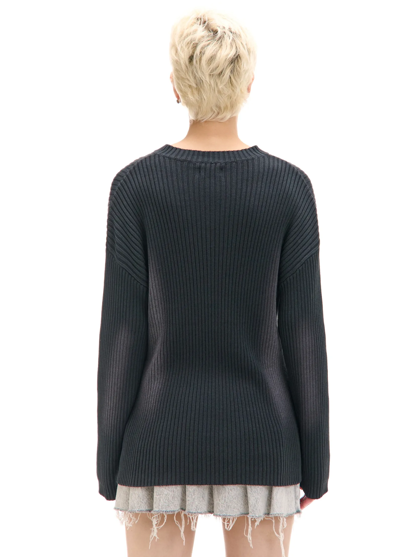 Fashion Sweter oversize z efektem sprania Swetry