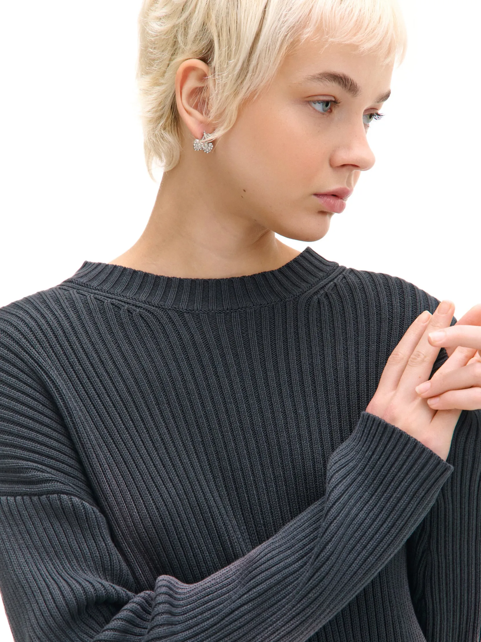Fashion Sweter oversize z efektem sprania Swetry