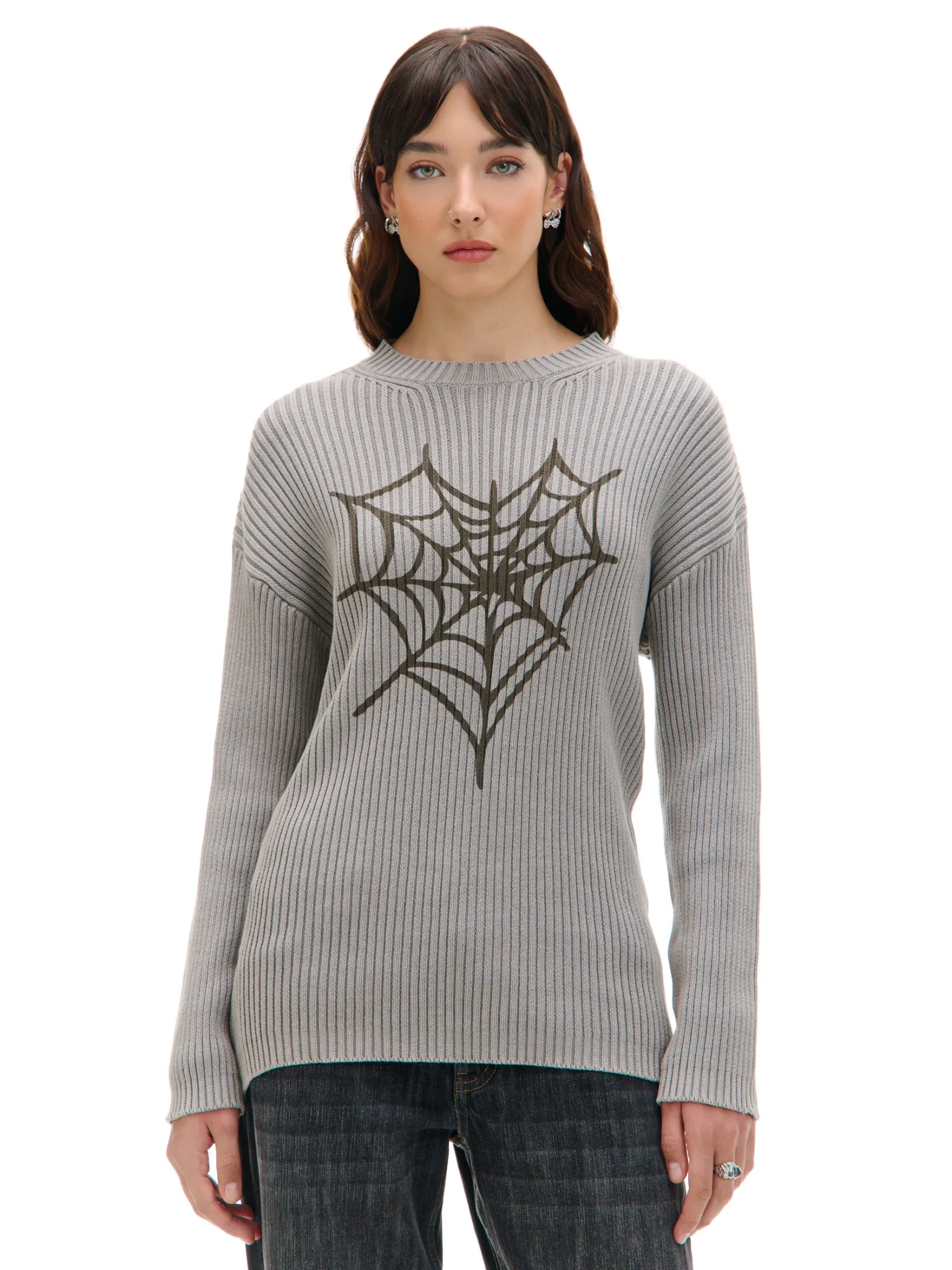 Sale Sweter oversize z nadrukiem serca Swetry