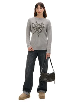 Sale Sweter oversize z nadrukiem serca Swetry
