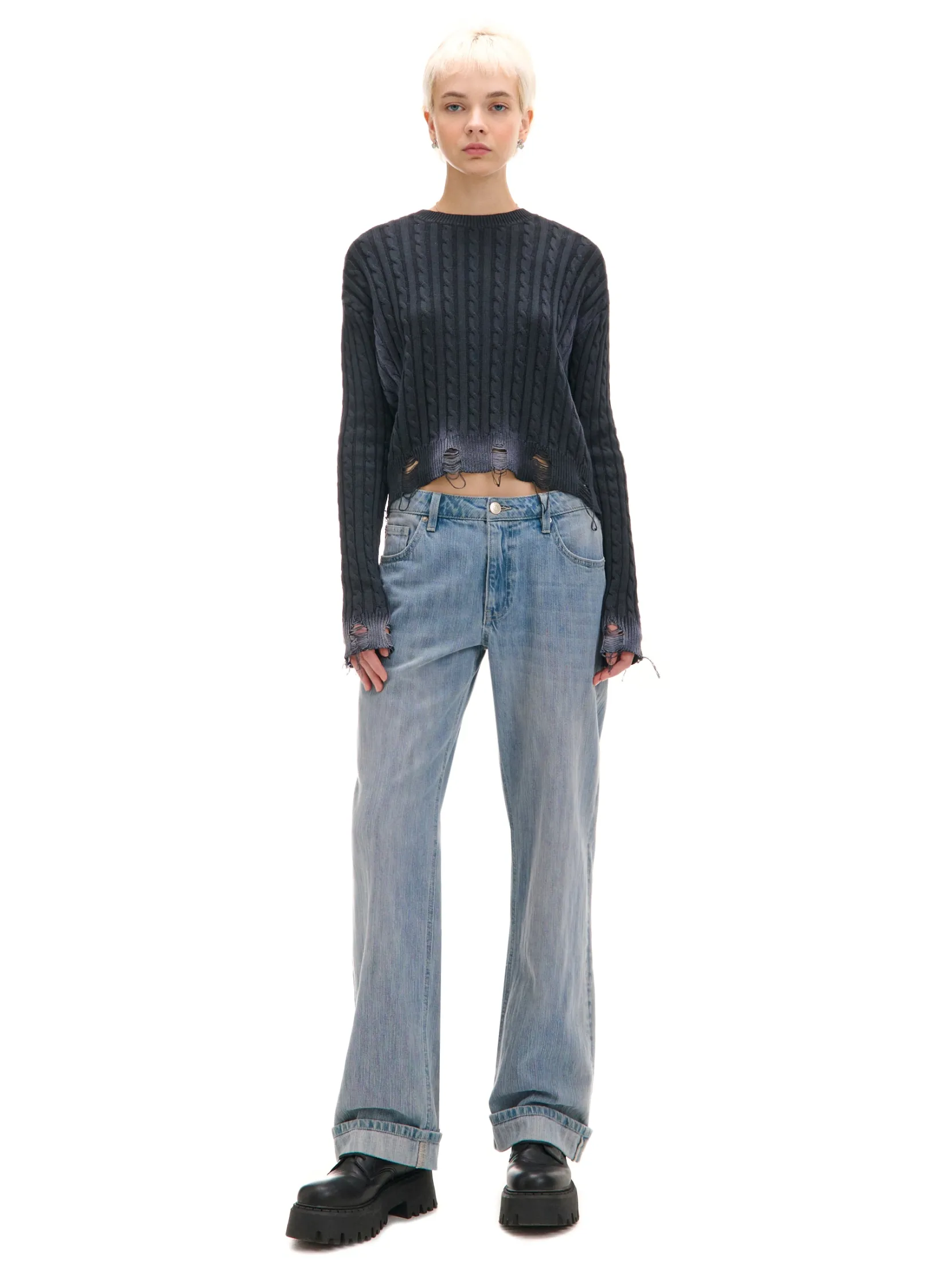 Outlet Sweter z miejscowym efektem wybielenia Swetry