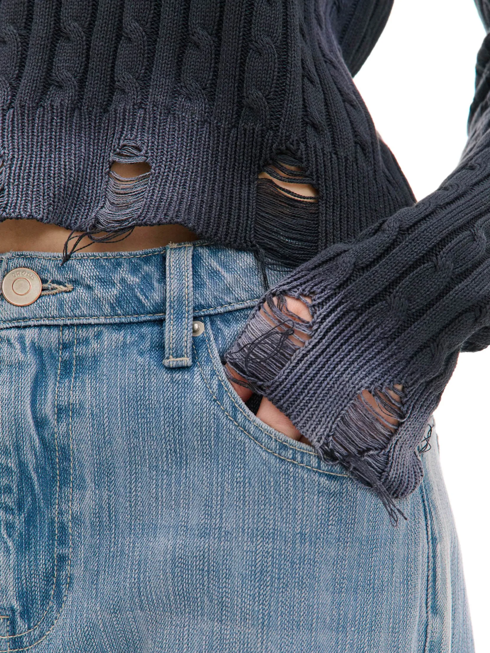 Outlet Sweter z miejscowym efektem wybielenia Swetry