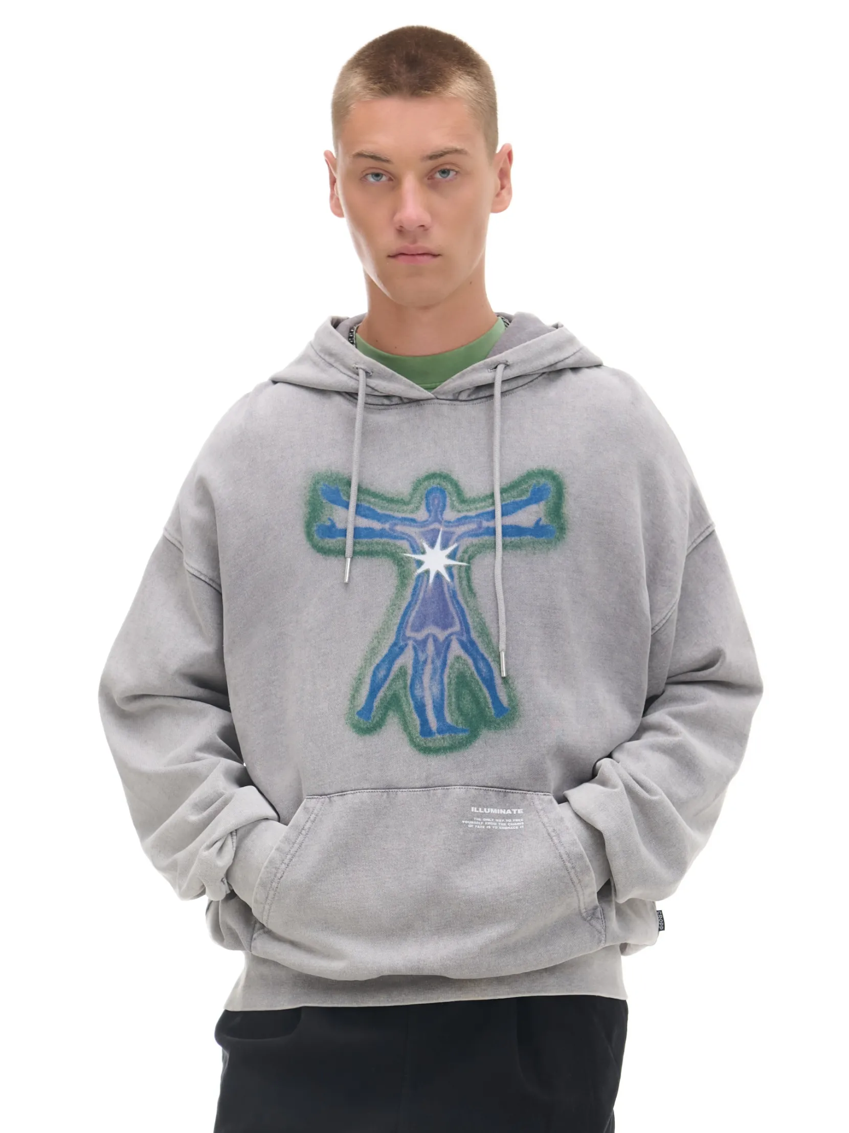 Online Szara bluza hoodie z nadrukiem Bluzy
