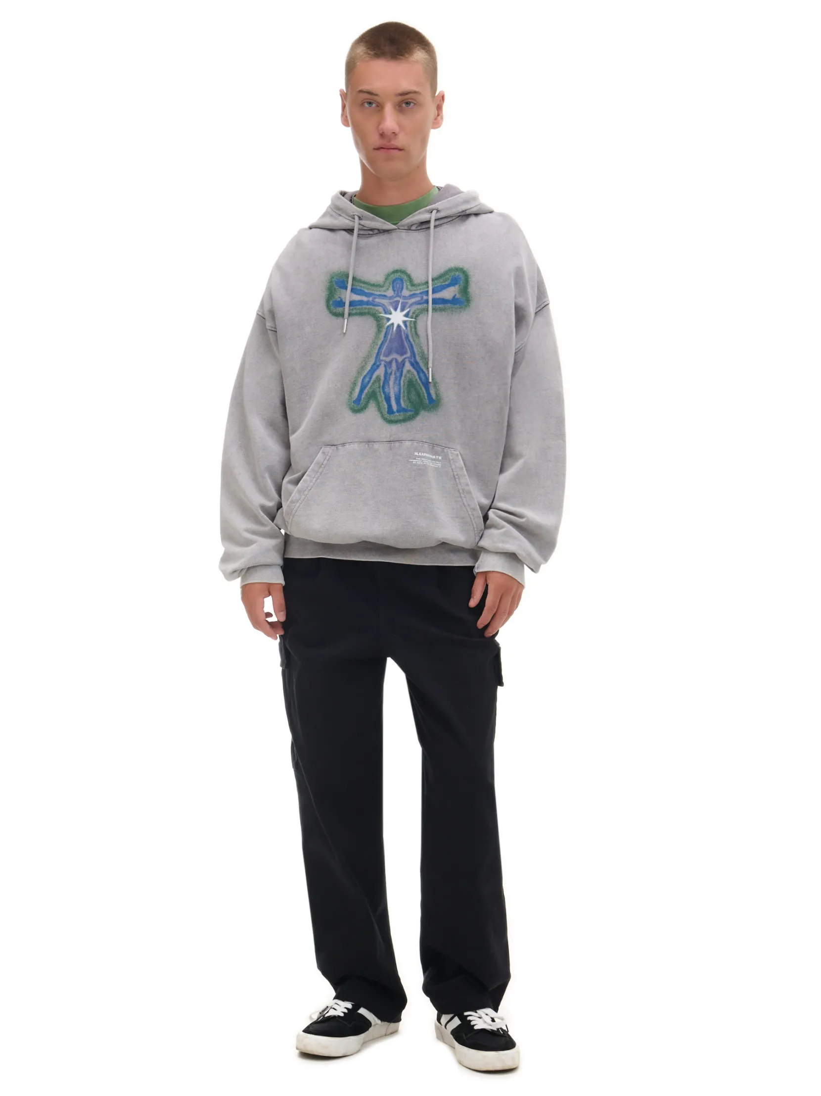 Online Szara bluza hoodie z nadrukiem Bluzy