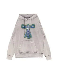 Online Szara bluza hoodie z nadrukiem Bluzy