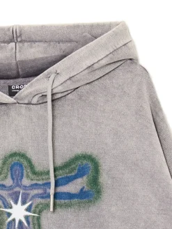 Online Szara bluza hoodie z nadrukiem Bluzy