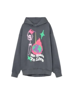 Sale Szara bluza z kapturem i nadrukiem Bluzy