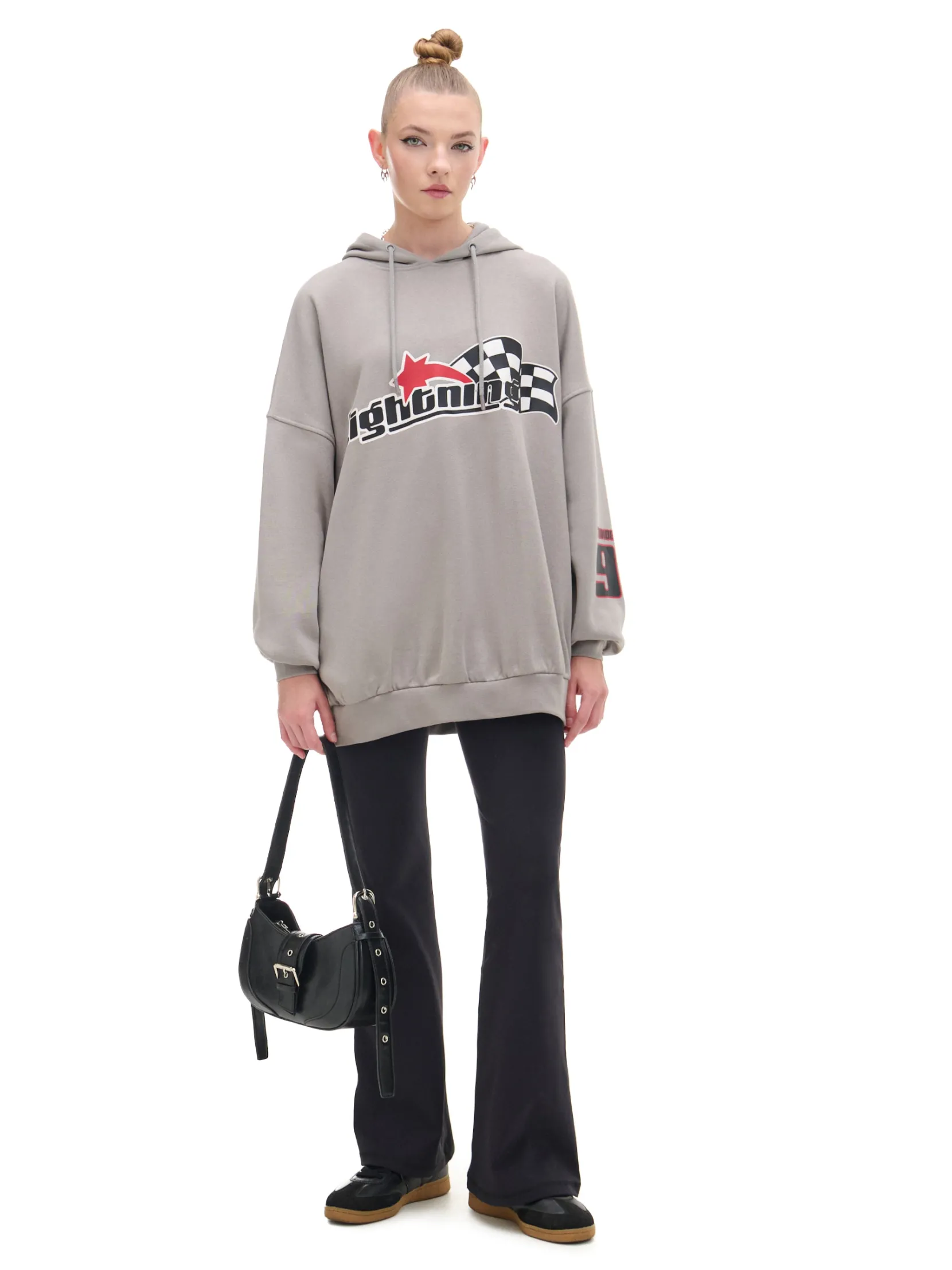 Sale Szara bluza z motywem racingowym UNISEX Unisex|Unisex