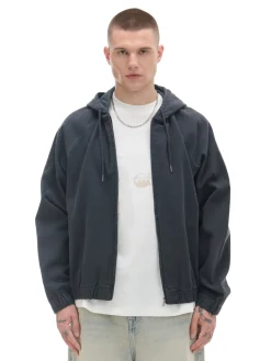 New Szara jeansowa kurtka z kapturem Denim