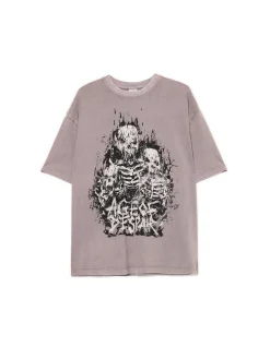Discount Szara koszulka z motywem kościotrupów UNISEX Unisex|Unisex