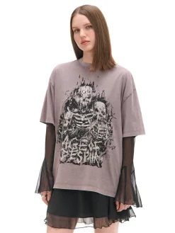 Discount Szara koszulka z motywem kościotrupów UNISEX Unisex|Unisex