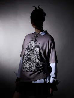 Discount Szara koszulka z motywem kościotrupów UNISEX Unisex|Unisex