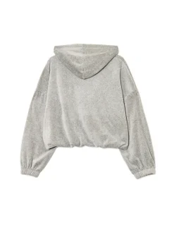 Clearance Szara krótka bluza boxy Bluzy|Sety