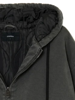 Hot Szara kurtka bomber z kapturem Kurtki Zimowe|Kurtki, Płaszcze