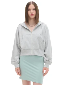 Outlet Szara rozpinana bluza z kapturem Bluzy