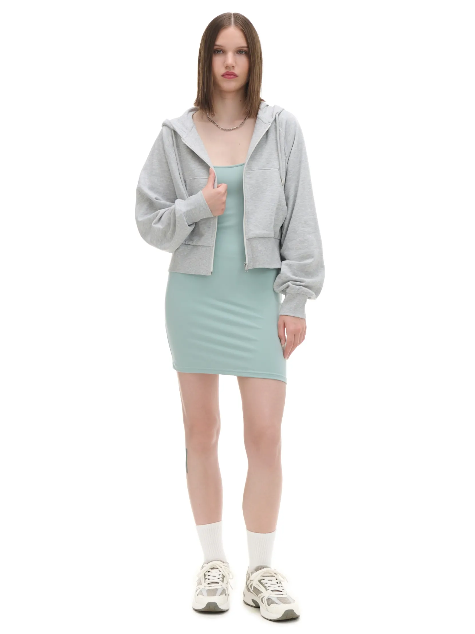 Outlet Szara rozpinana bluza z kapturem Bluzy