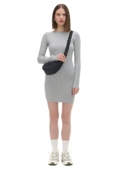 Sale Szara sukienka mini z długimi rękawami Sukienki, Kombinezony