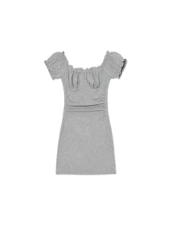 Fashion Szara sukienka mini z krótkimi rękawkami Sukienki, Kombinezony
