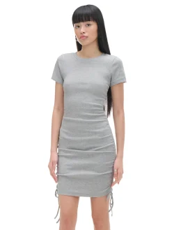Fashion Szara sukienka z ozdobnym marszczeniem Sukienki, Kombinezony