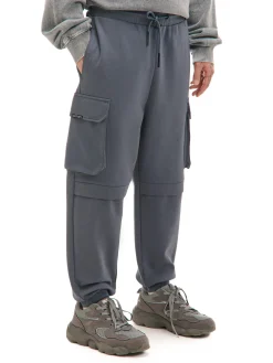 Discount Szare dresowe joggery z kieszeniami Spodnie