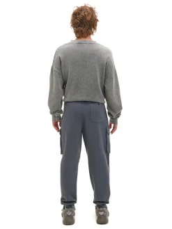 Discount Szare dresowe joggery z kieszeniami Spodnie