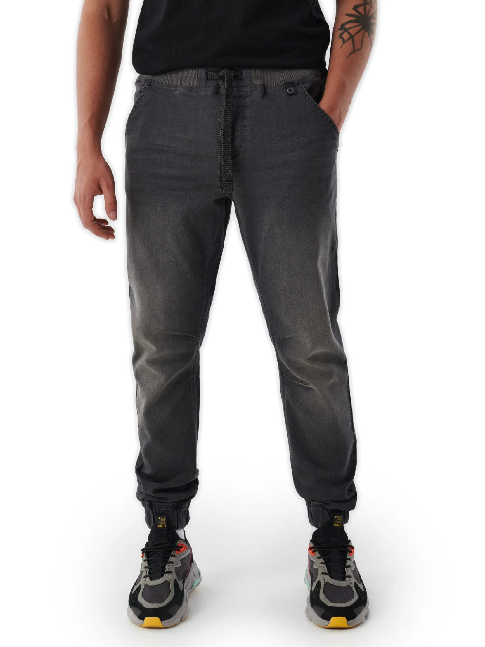 Fashion Szare jeansowe joggery Jeansy
