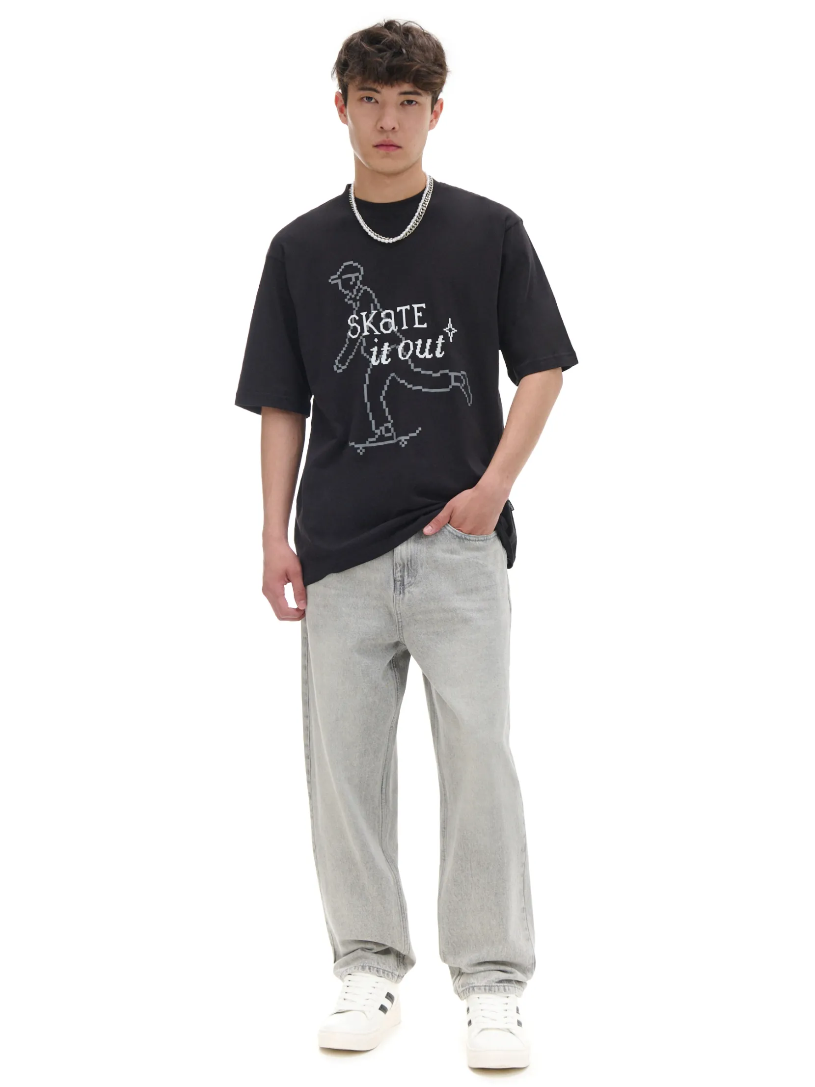 Outlet Szare jeansy loose Jeansy