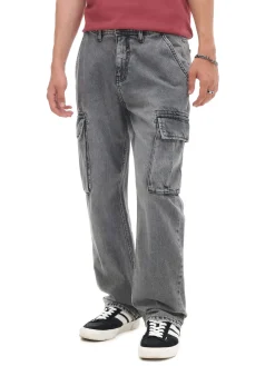 New Szare jeansy relaxed Jeansy