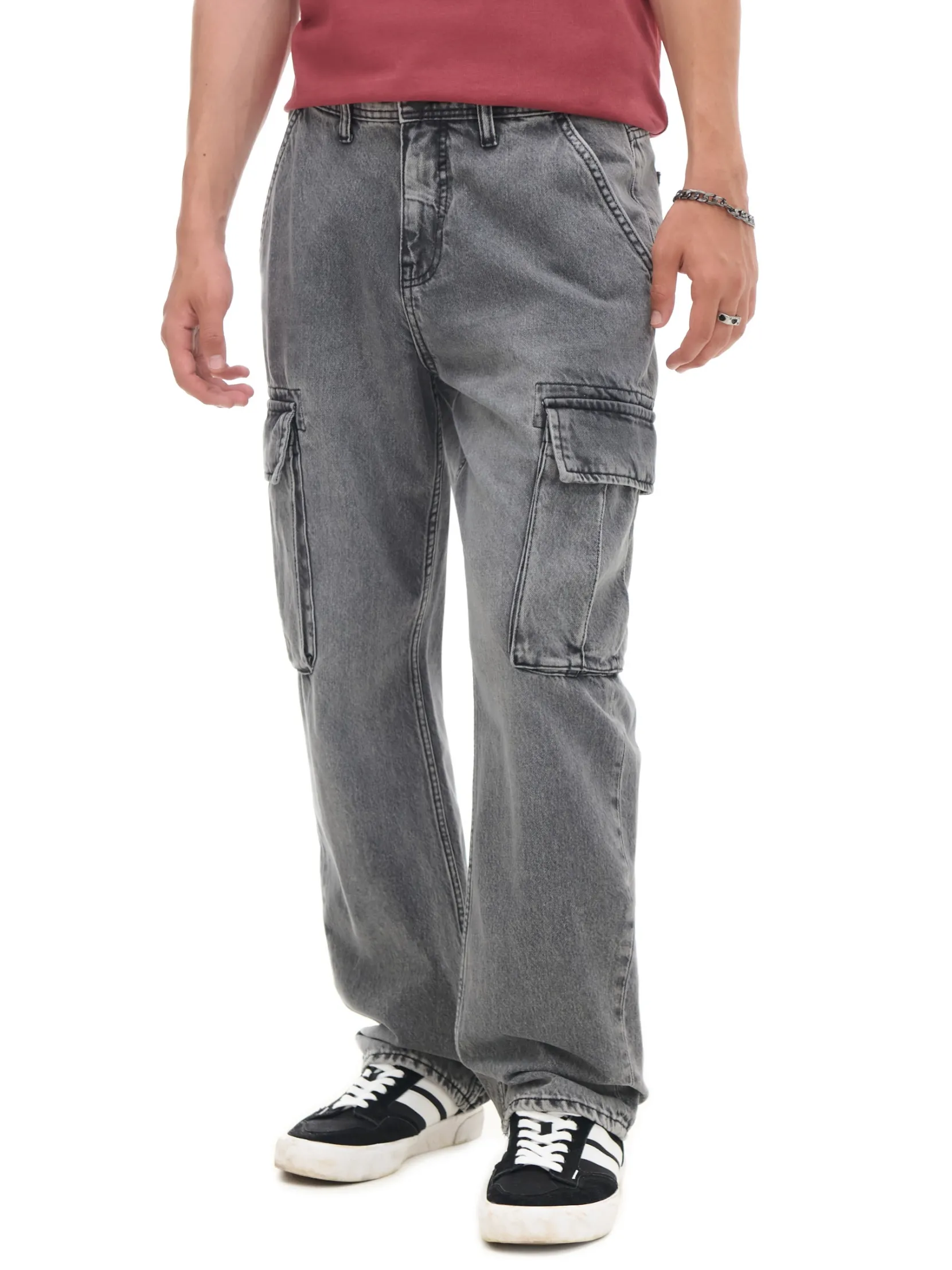 New Szare jeansy relaxed Jeansy