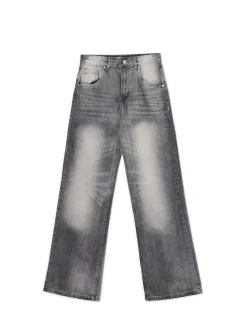 Hot Szare jeansy retro wide leg Jeansy
