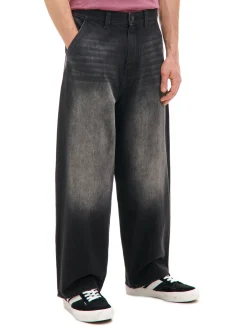 Outlet Szare jeansy skater z efektem sprania Jeansy