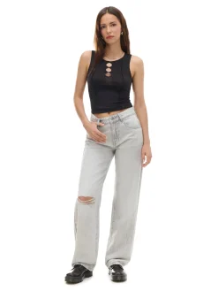 Fashion Szare jeansy straight Jeansy