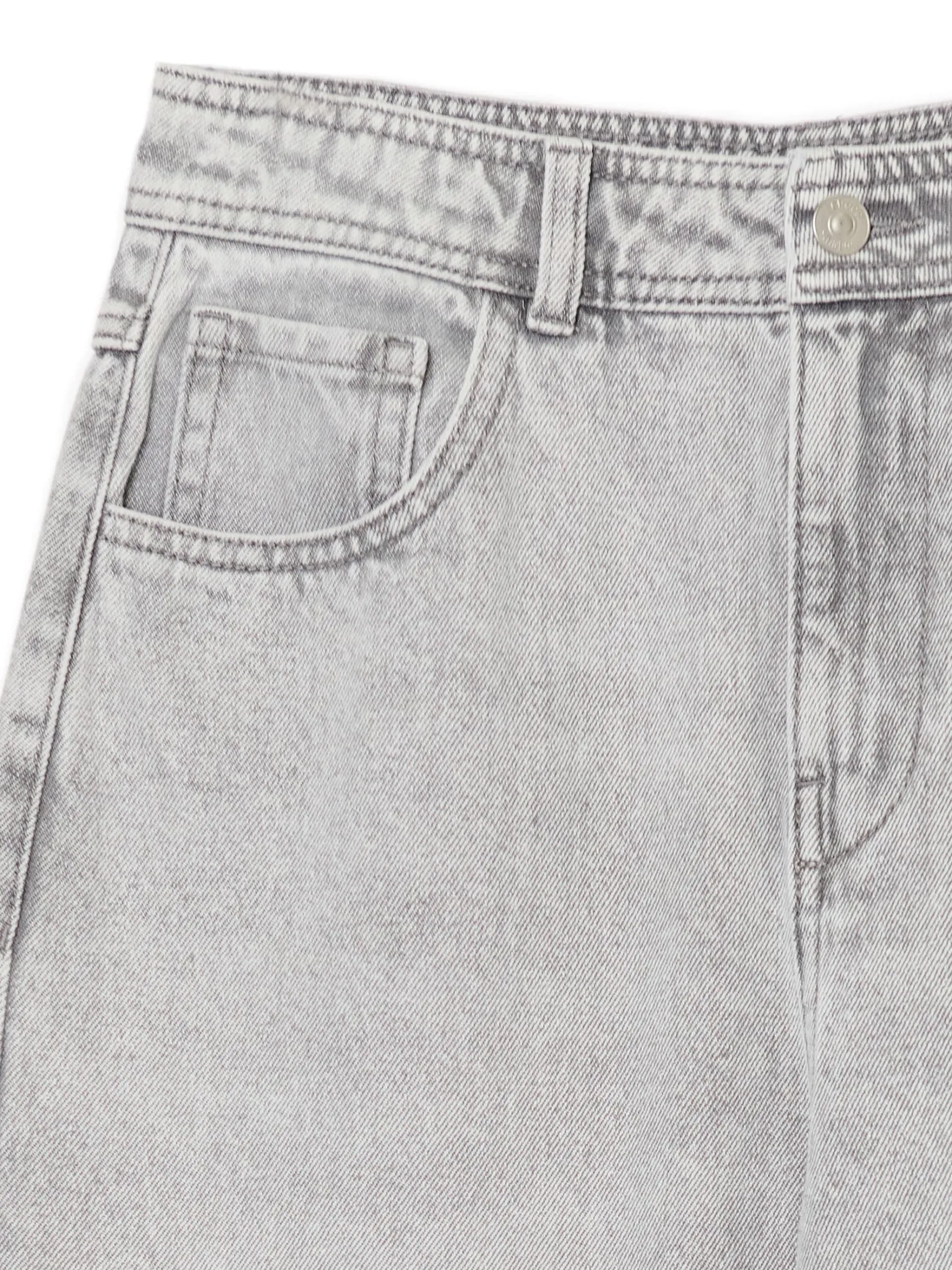 Fashion Szare jeansy straight z efektem sprania Jeansy