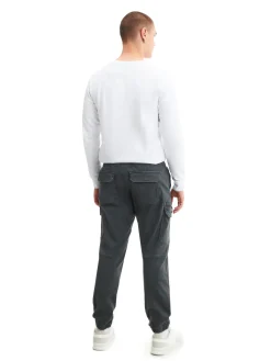 Sale Szare joggery basic z kieszeniami cargo Spodnie
