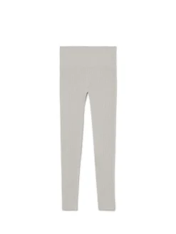 Discount Szare prążkowane legginsy Spodnie