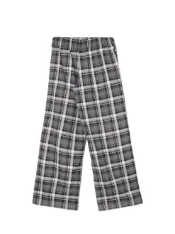 Clearance Szare spodnie baggy w kratę Spodnie