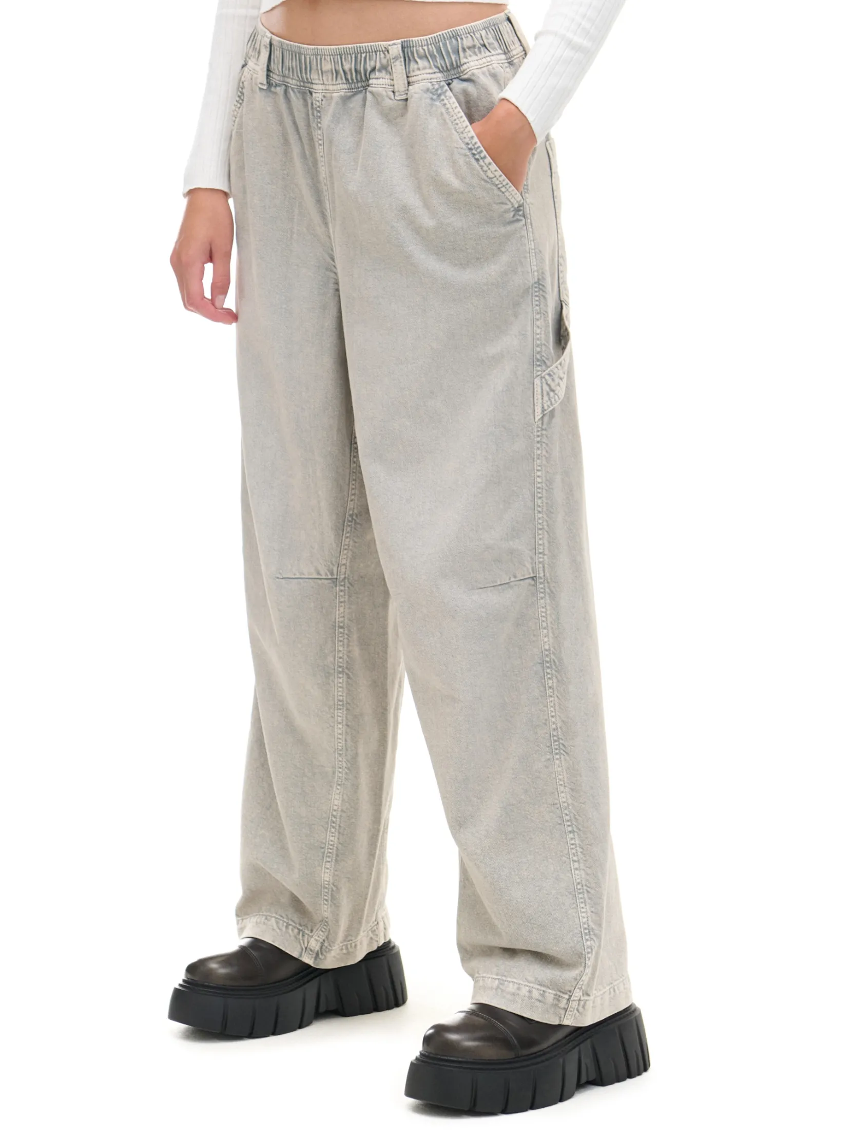 Clearance Szare spodnie baggy z wysokim stanem Spodnie