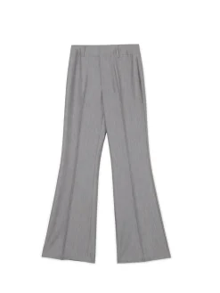 New Szare spodnie flare w kant Spodnie