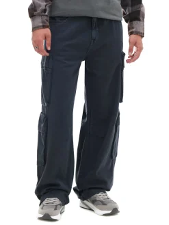 Fashion Szare spodnie loose z kieszeniami cargo Spodnie