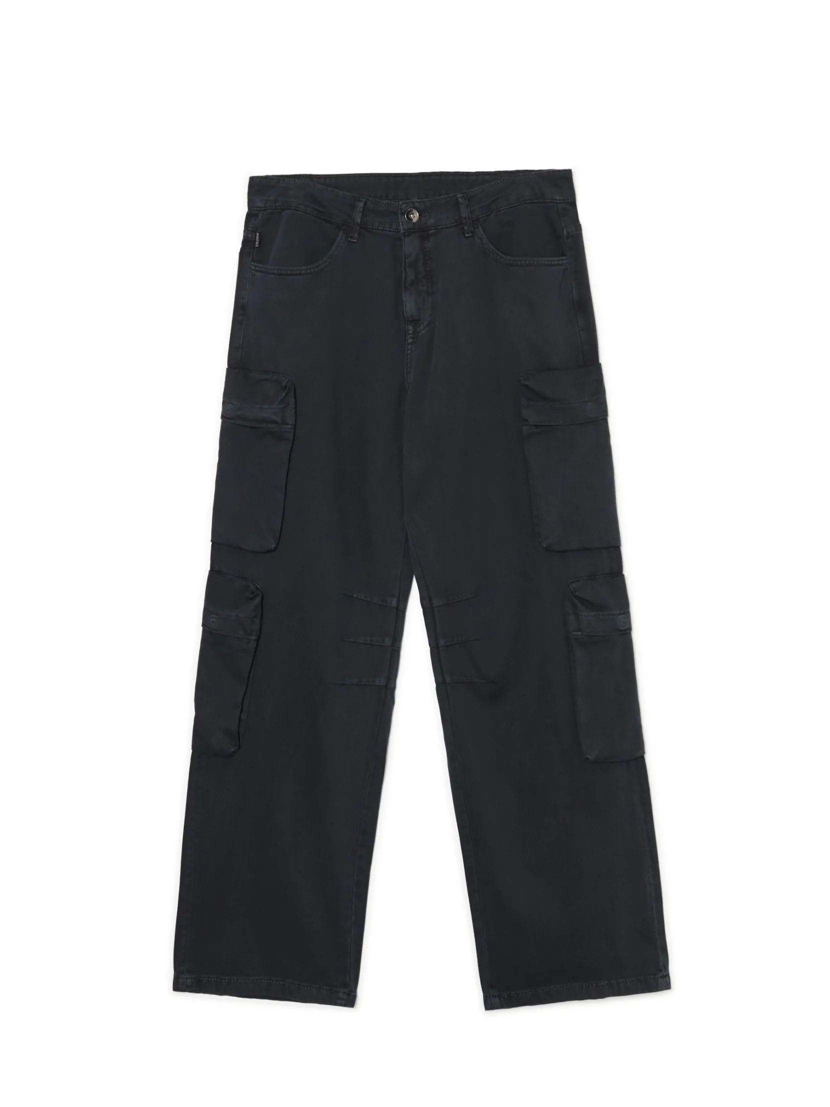 Fashion Szare spodnie loose z kieszeniami cargo Spodnie
