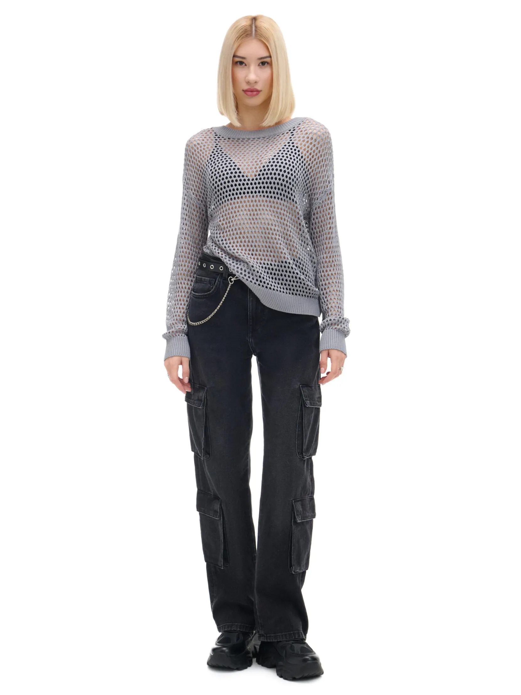 Clearance siatkowy sweter Swetry