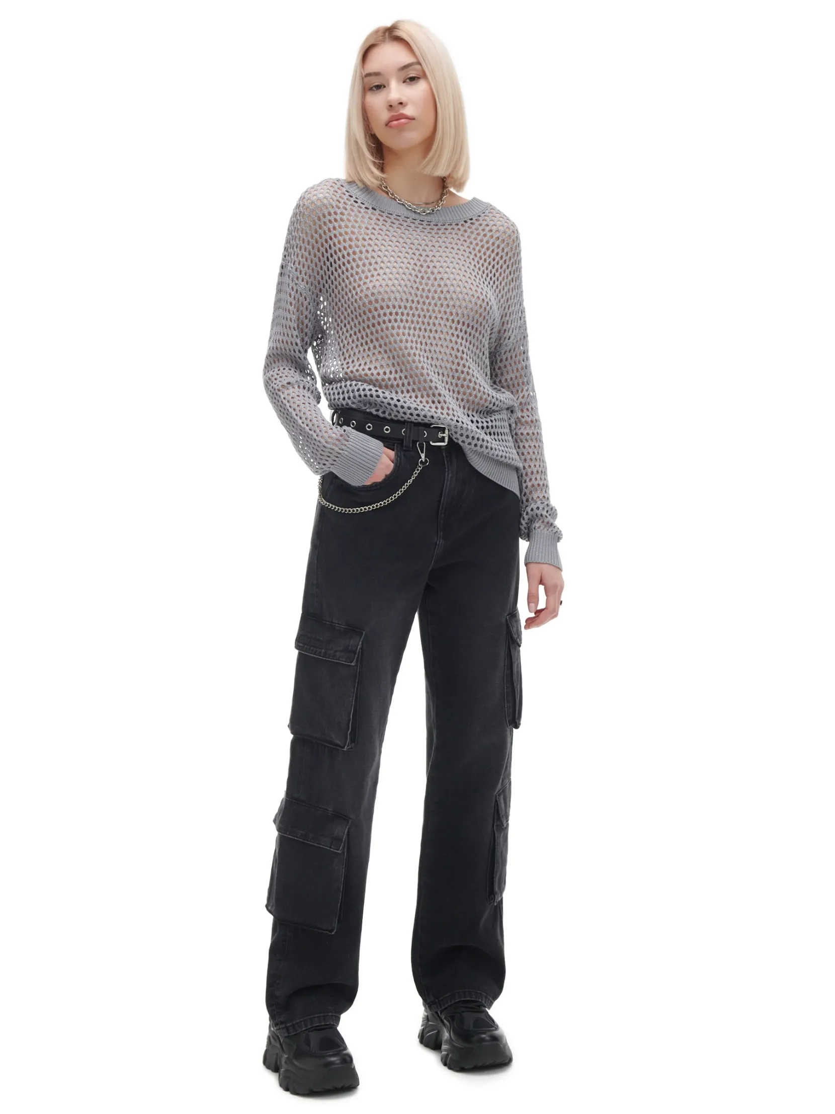 Clearance siatkowy sweter Swetry