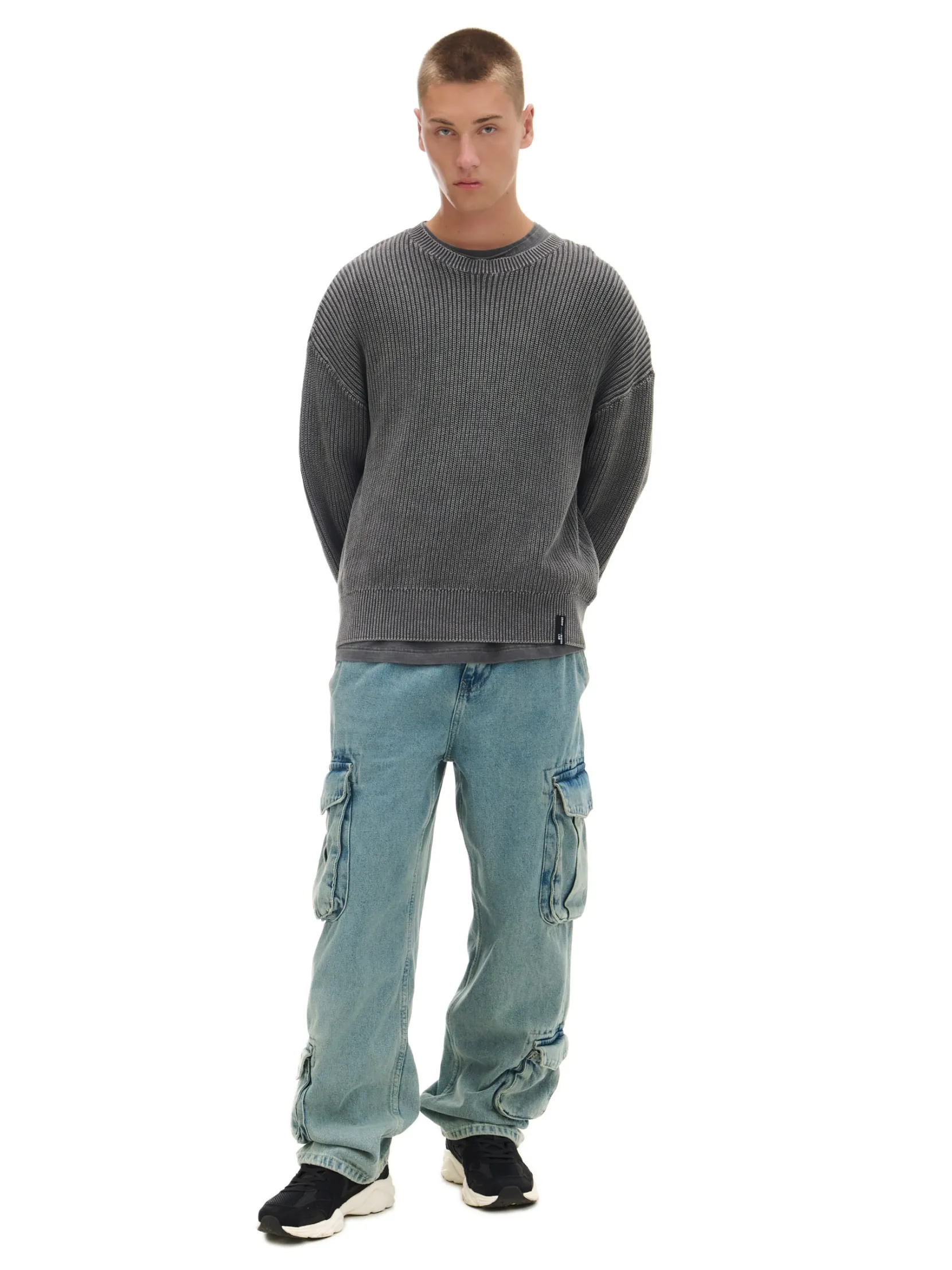 Clearance sweter z prążkowanej dzianiny Swetry