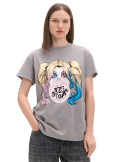 Outlet Szary T-shirt oversize Harley Quinn Koszulki, Topy